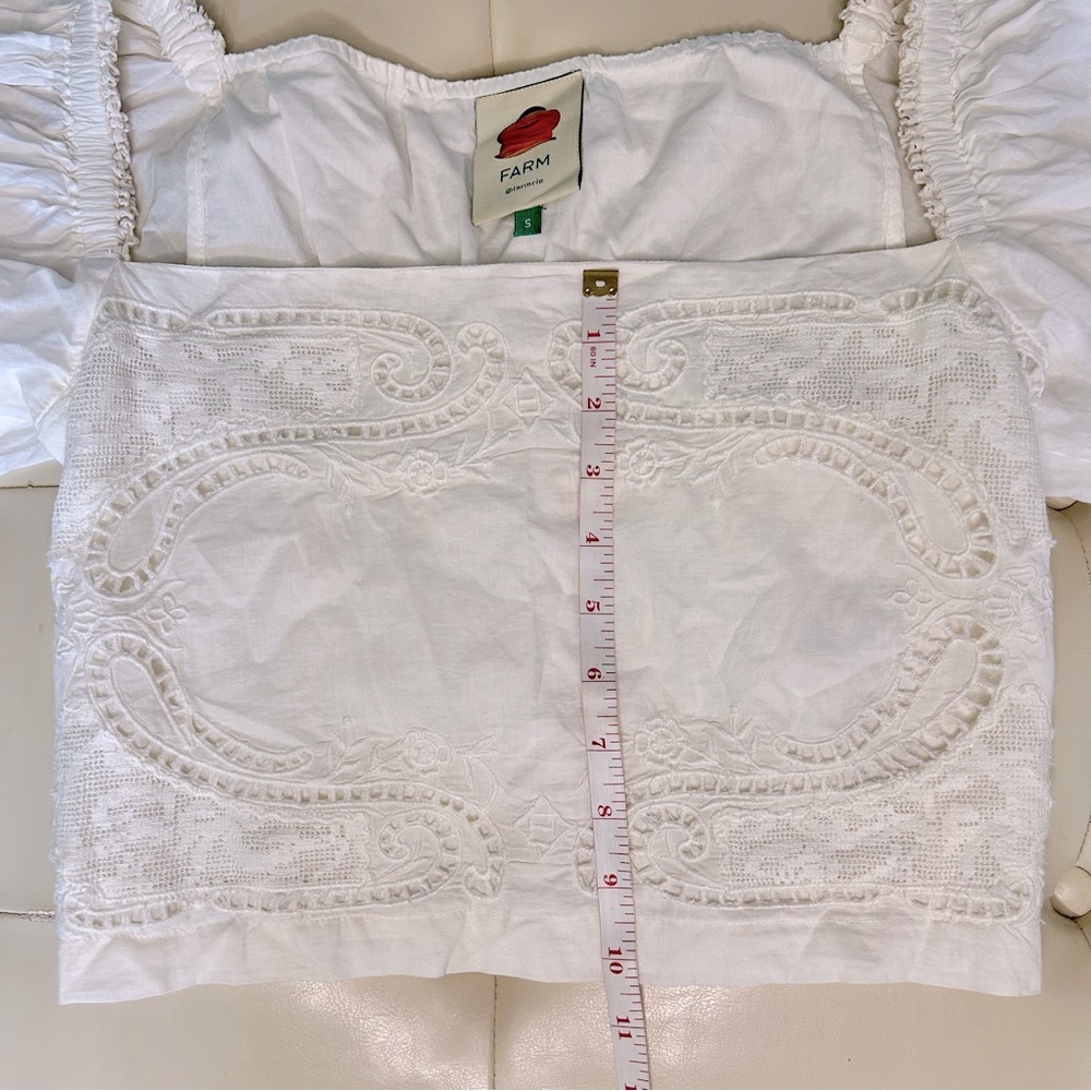 Farm Rio Crop White Peasant Blouse - Picture 7 of 12
